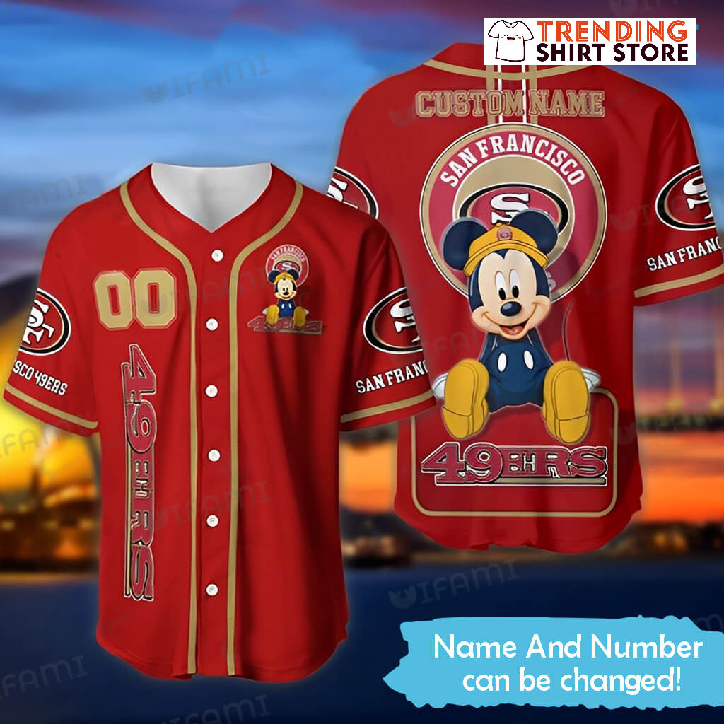 Mickey Mouse San Francisco 49ers Personalized Jersey Custom Name Baseball Jersey