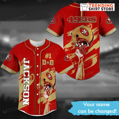 Personalized 49ers Jersey No 1 Dad Custom Name Baseball Jersey