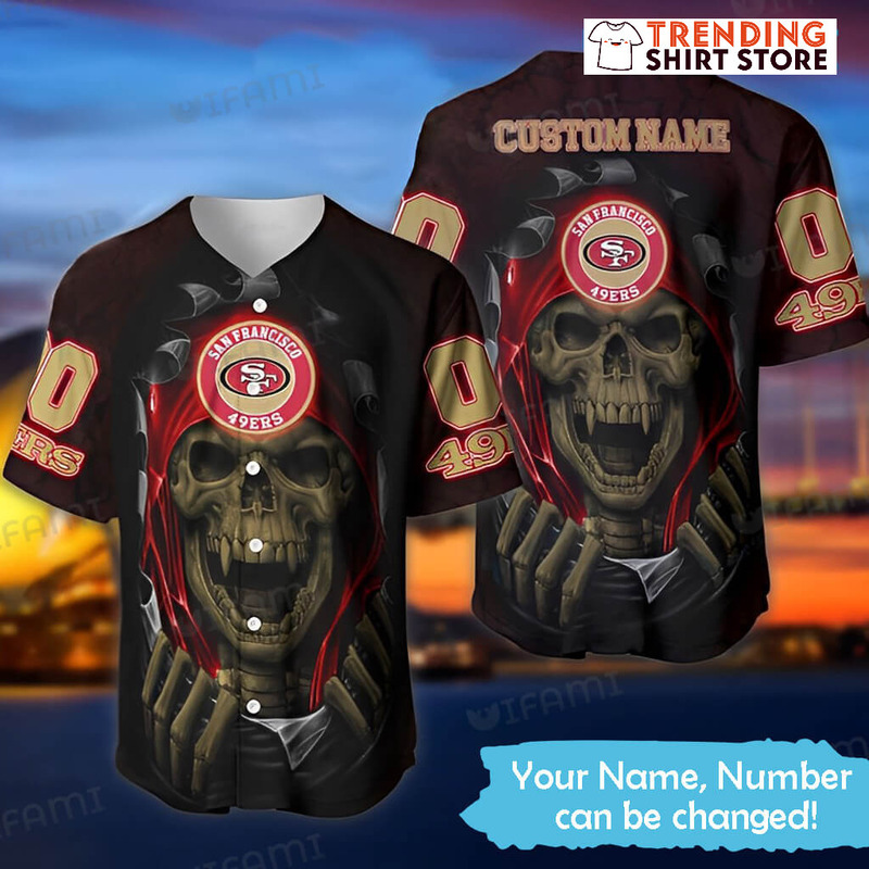 Horror Skull 49ers Personalized Jersey Custom Name & Number Baseball Jersey