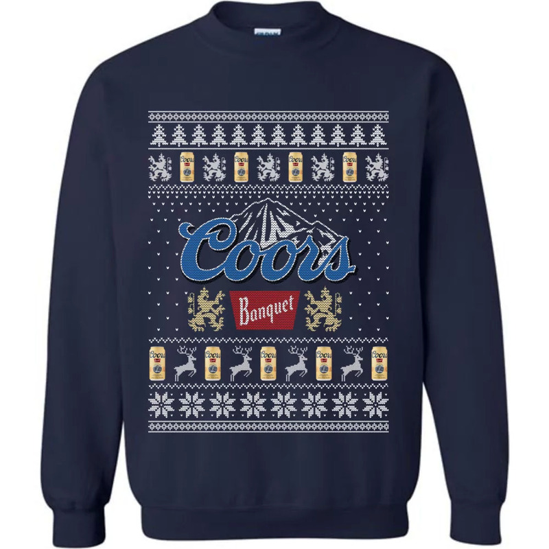 Navy Coors Banquet Christmas Sweater Gift For Beer Drinkers