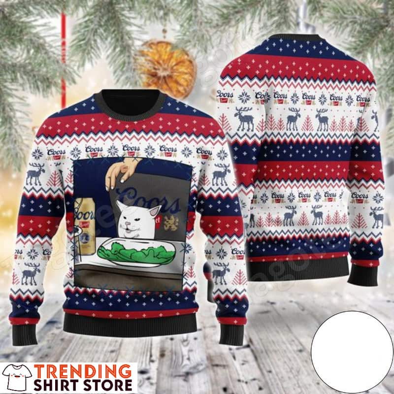 Cat Meme Coors Banquet Christmas Sweater