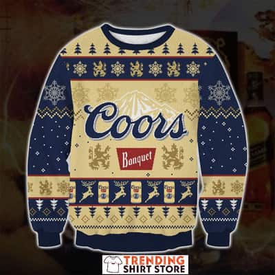 Coors Banquet Christmas Sweater Snowflakes & Reindeer Pattern