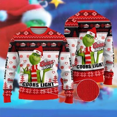 Coors Light Ugly Christmas Sweater Funny Grinch For Beer Lovers