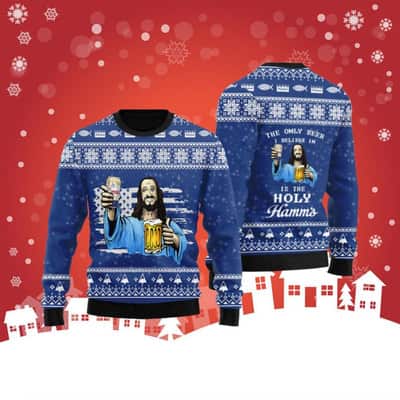 The Only Beer I Believe In Is The Holy Hamm’s Christmas Sweater