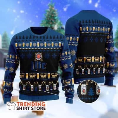 Geo Pattern Miller Lite Ugly Sweater For Beer Lovers