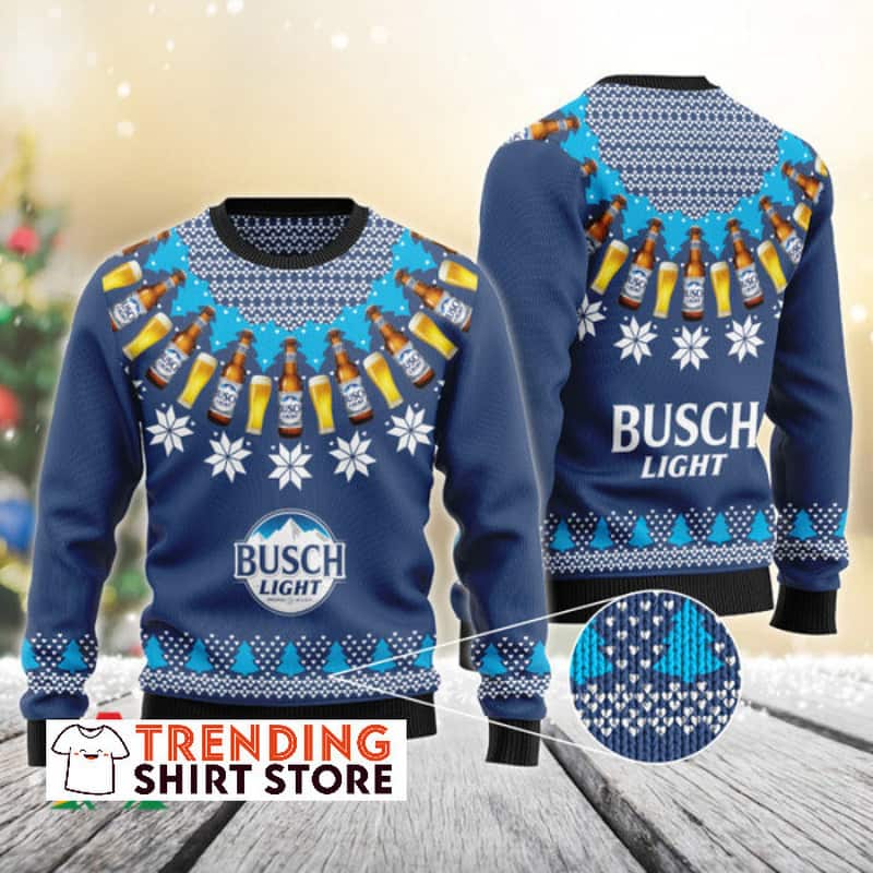 Heart Pattern Busch Light Ugly Christmas Sweater