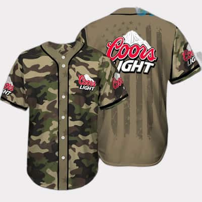 Army Camo Pattern Coors Light Baseball Jersey For Beer Drinkers