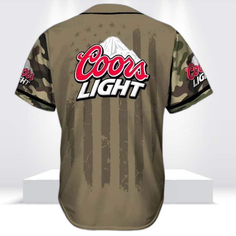 Army Camo Pattern Coors Light Baseball Jersey For Beer Drinkers