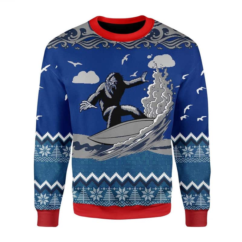 Surfing Bigfoot Ugly Christmas Sweater Xmas Gift