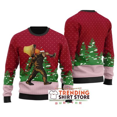 Funny Red Bigfoot With A Major Award Ugly Christmas Sweater