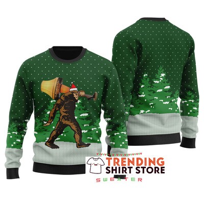 Green Bigfoot Steals Major Award Ugly Christmas Sweater