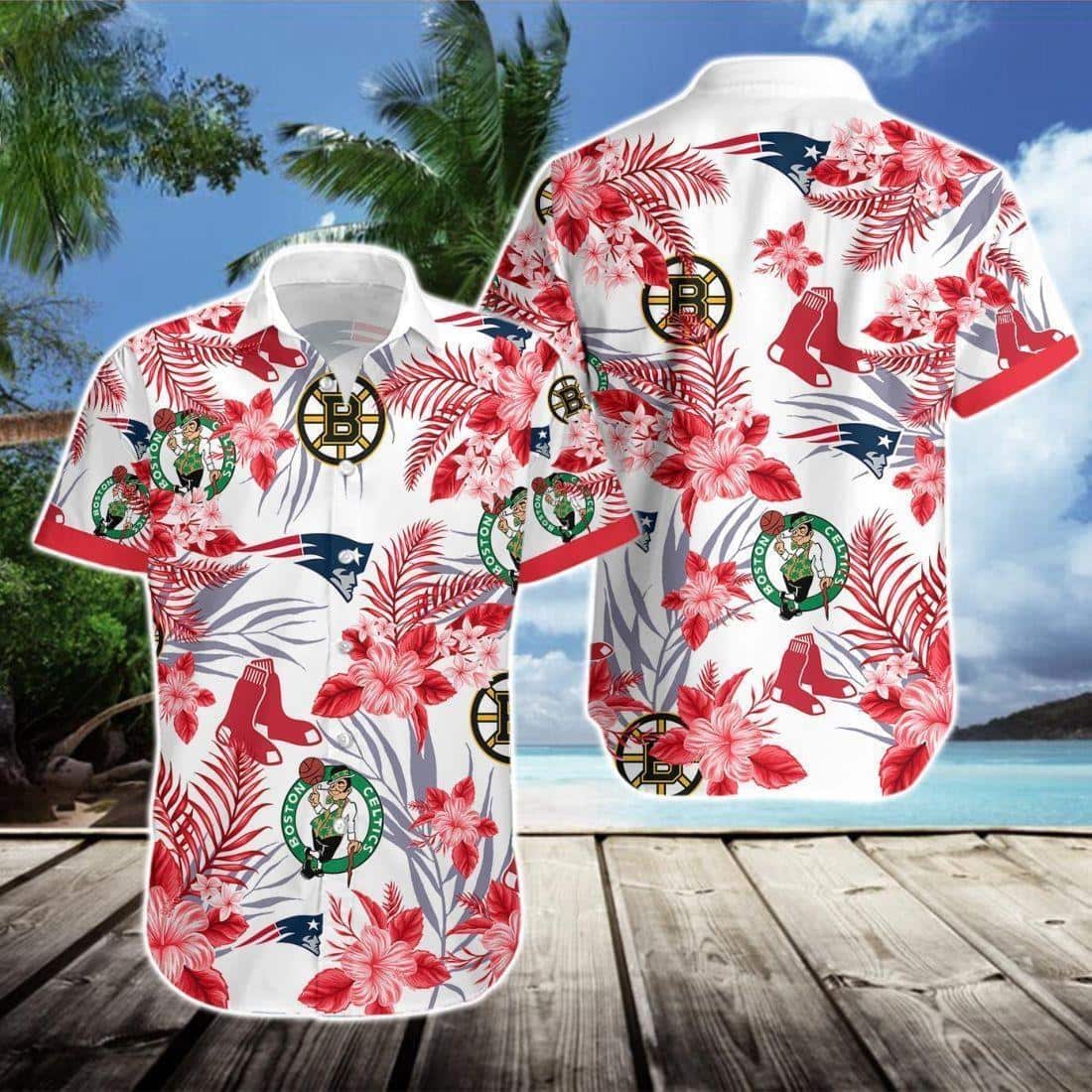 Boston Celtics Hawaiian Shirt Tropical Flora Beach Lovers Gift