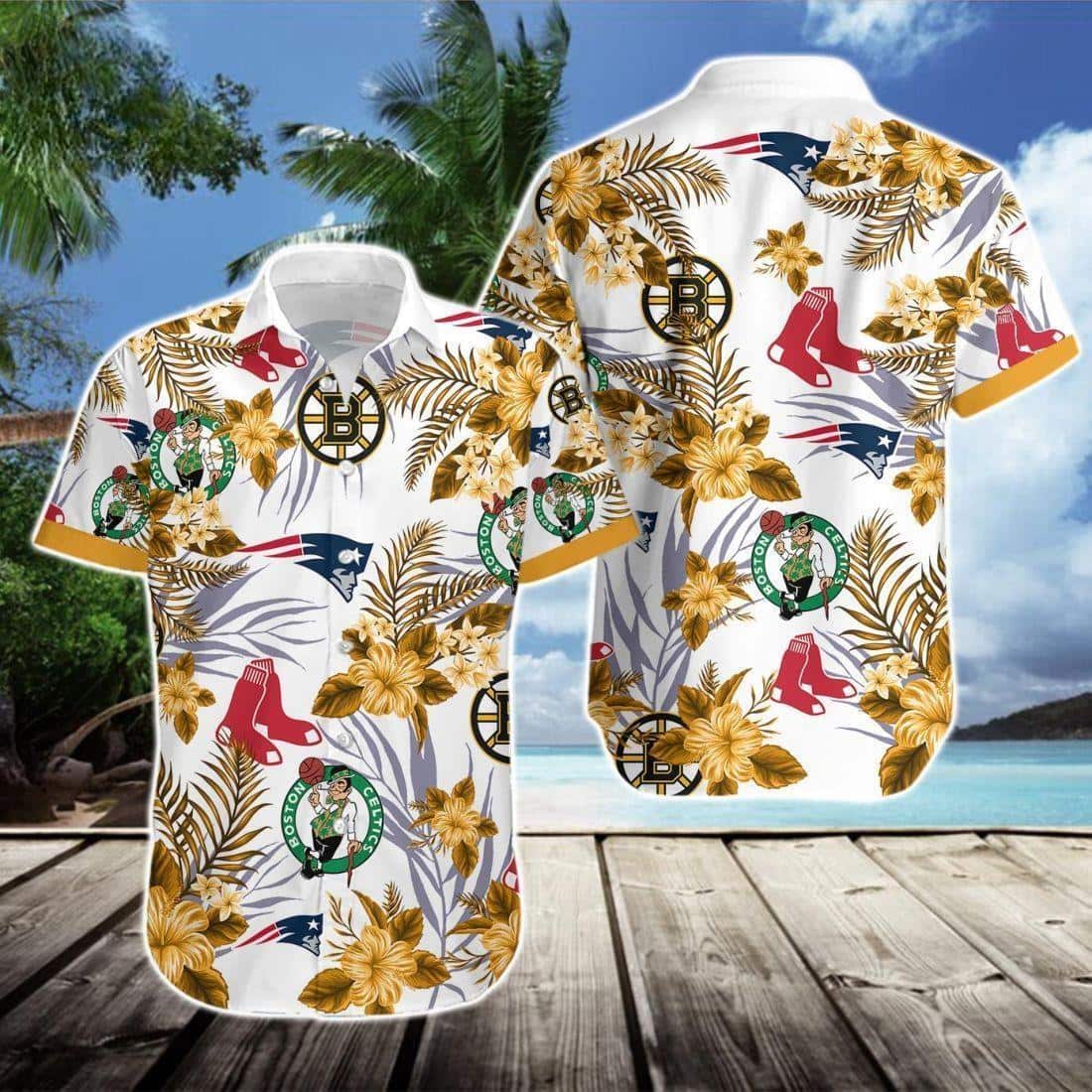 Boston Celtics Hawaiian Shirt Hibiscus Flowers For Beach Lovers