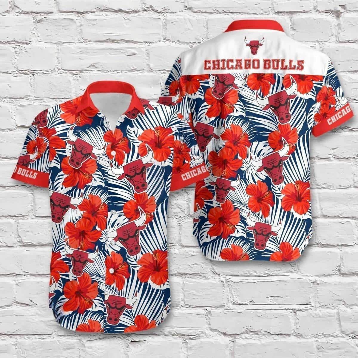 Chicago Bulls Hawaiian Shirt Hibiscus Flowers For Basketball Lovers