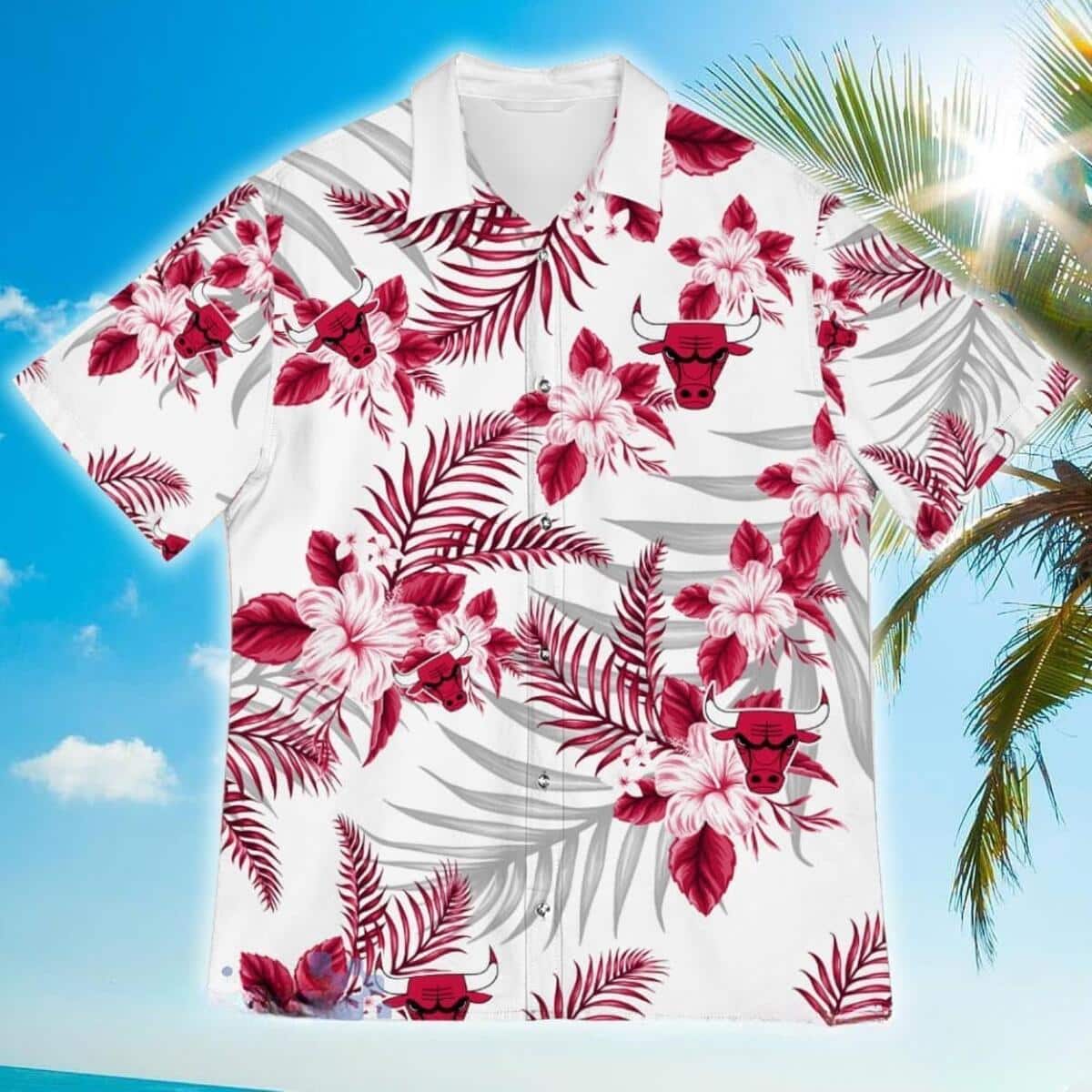 Chicago Bulls Hawaiian Shirt Tropical Flower Patterns Beach Lovers Gift