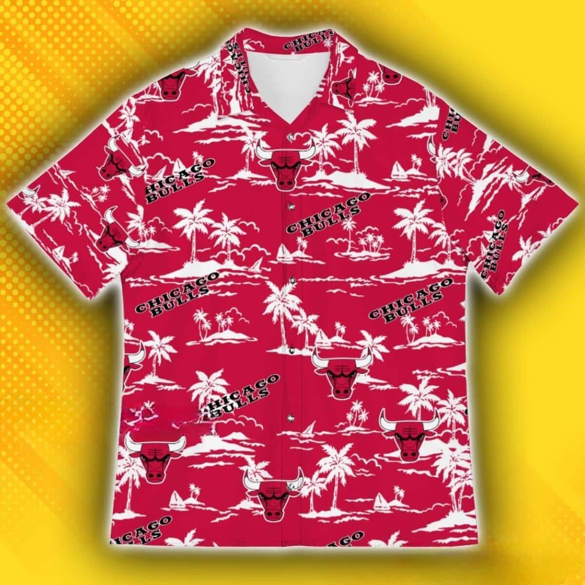 Chicago Bulls Hawaiian Shirt Tree Island Pattern Gift For Beach Lovers