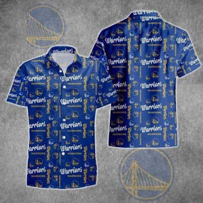 Navy Golden State Warriors Hawaiian Shirt