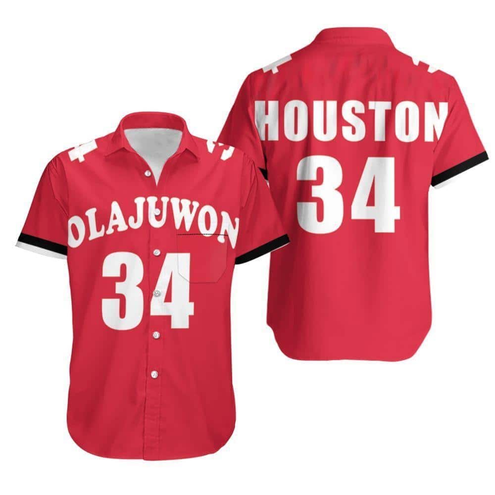 Houston Rockets Hawaiian Shirt Hakeem Olajuwon 34