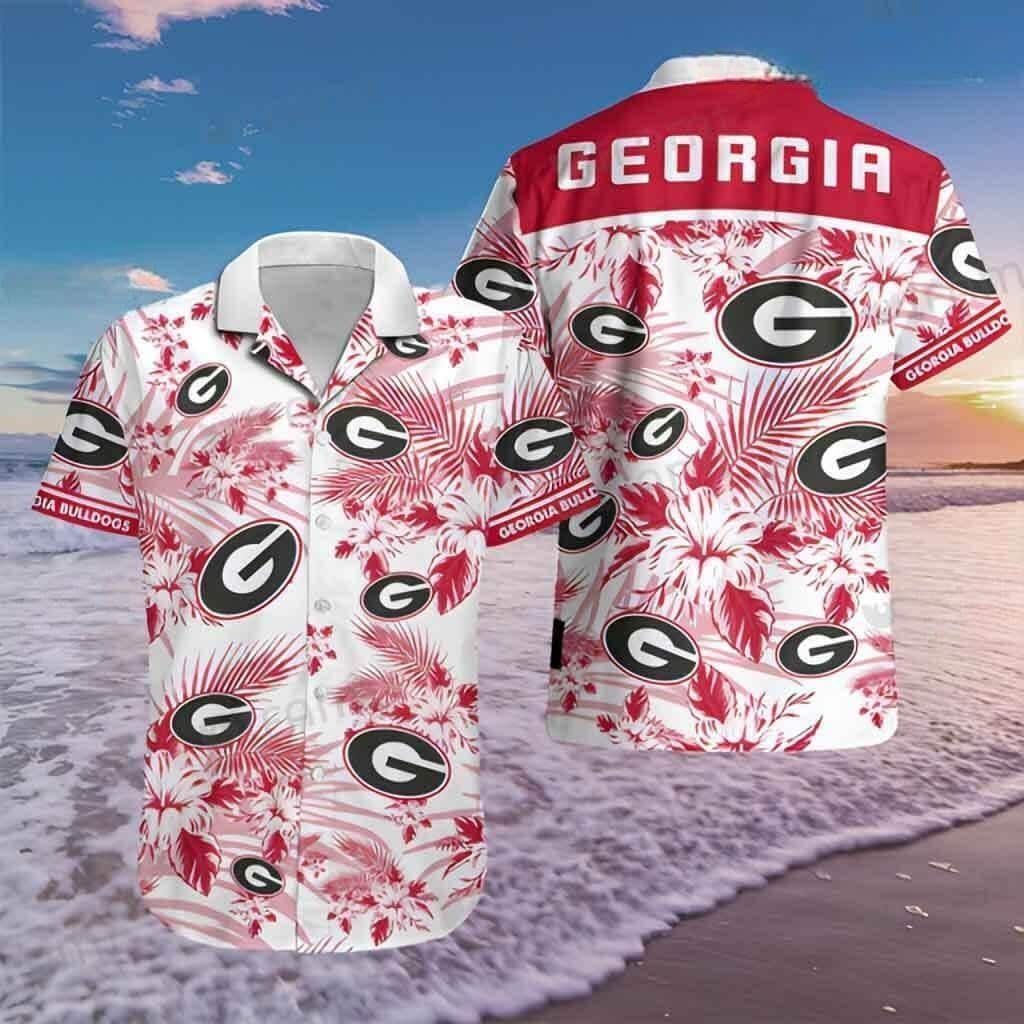 Georgia UGA Hawaiian Shirt Tropical Floral Gift For Football Fans