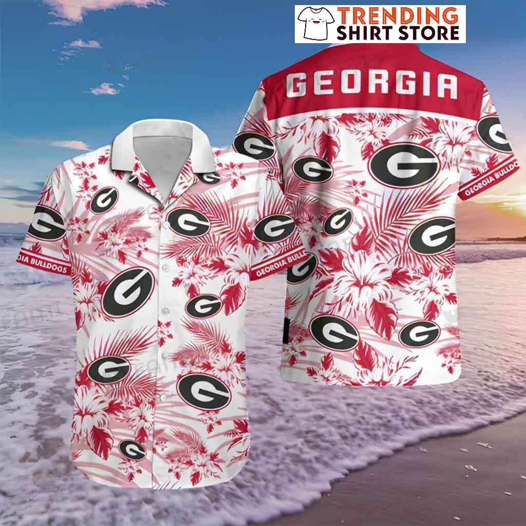 Georgia Football UGA Hawaiian Shirt Tropical Floral Beach Lovers Gift