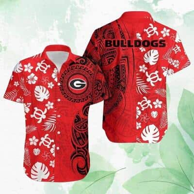 Georgia Bulldogs UGA Hawaiian Shirt Flower & Tribal Pattern