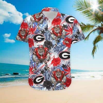 Georgia Bulldogs UGA Hawaiian Shirt Tropical Flora Gift For Football Fans