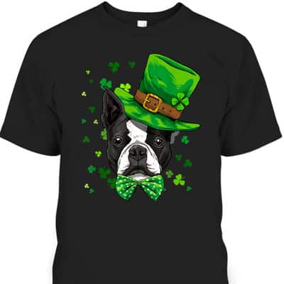 Boston Terrier Leprechaun St Patrick’s T-Shirt Gift For Dog Lovers