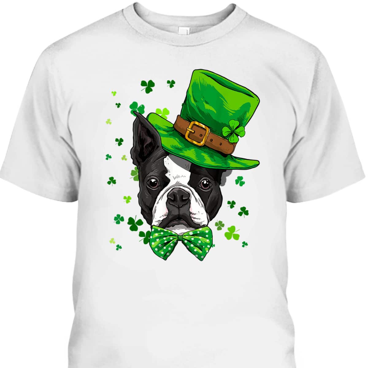 Boston Terrier Leprechaun St Patrick's T-Shirt Gift For Dog Lovers