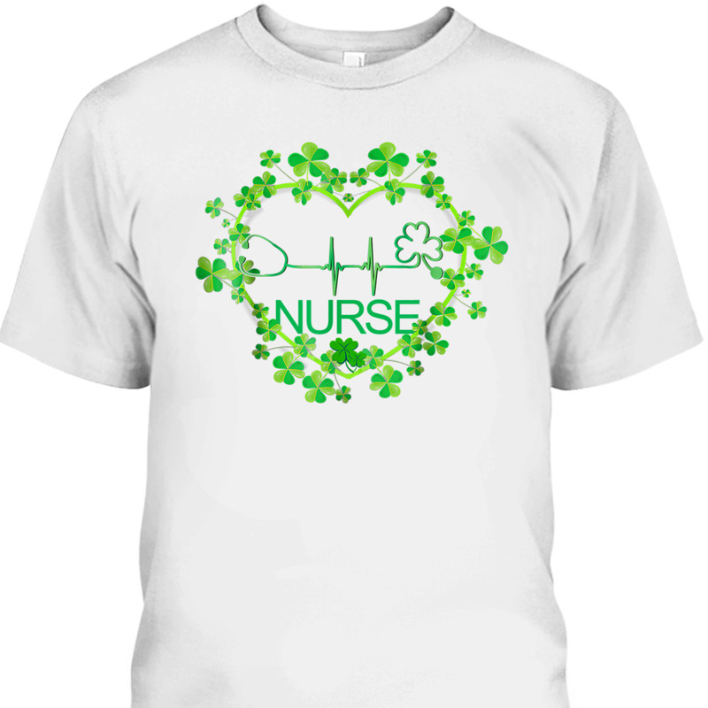 Heart Shamrock Nurse St Patrick's Day T-Shirt
