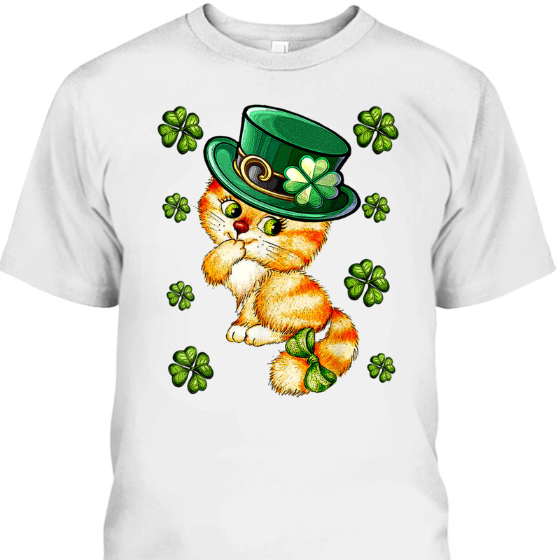 Cat Shamrock Leprechaun St Patrick's Day T-Shirt