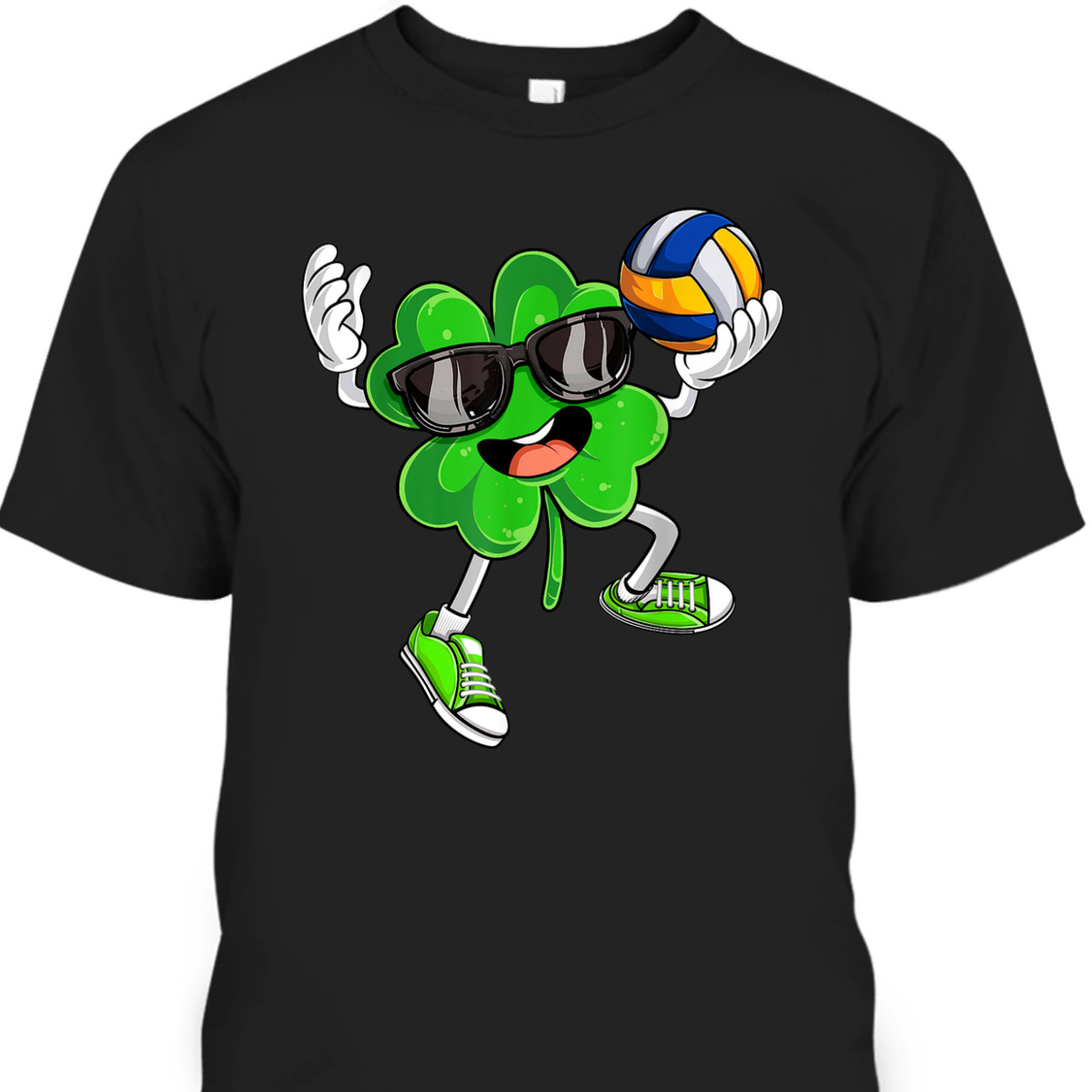 Funny Volleyball Shamrock Lucky Clover Irish St Patrick's Day T-Shirt