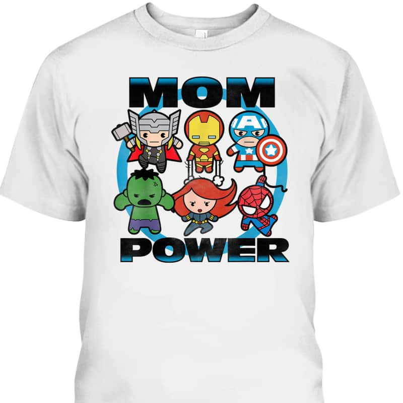 Mother's Day T-Shirt Kawaii Mom Power Marvel Fans Gift Mother's Day T-Shirt Kawaii Mom Power Marvel Fans Gift