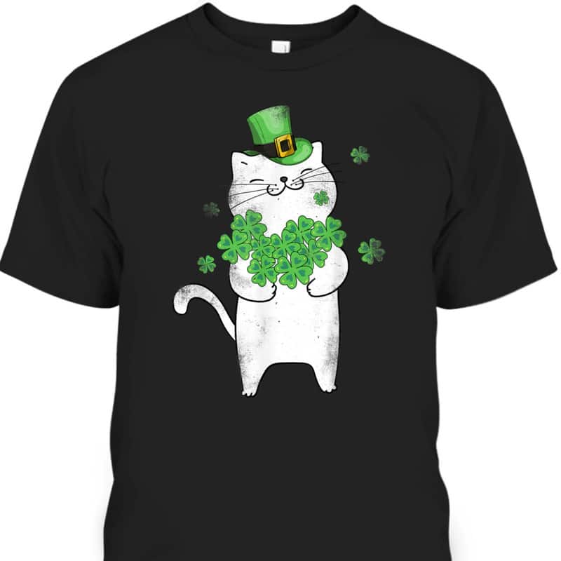 St Patrick's Day T-Shirt Cat Leprechaun Shamrock