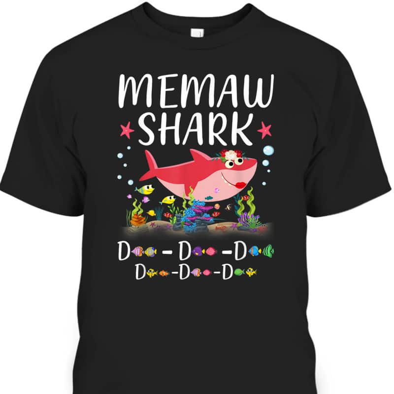 Funny Mother's Day T-Shirt Memaw Shark Gift For Mom