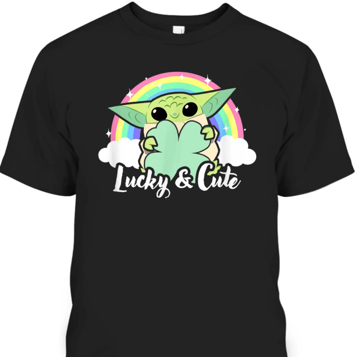 Star Wars St Patrick's Day Grogu Rainbow Lucky & Cute T-Shirt