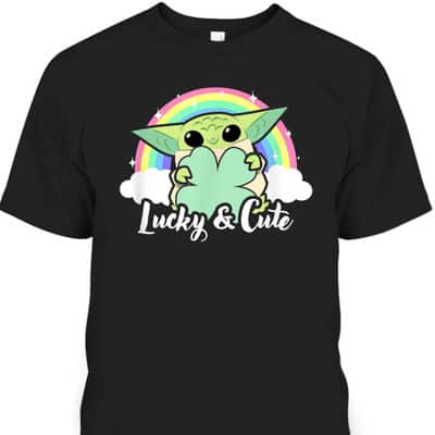 Star Wars St Patrick's Day Grogu Rainbow Lucky & Cute T-Shirt