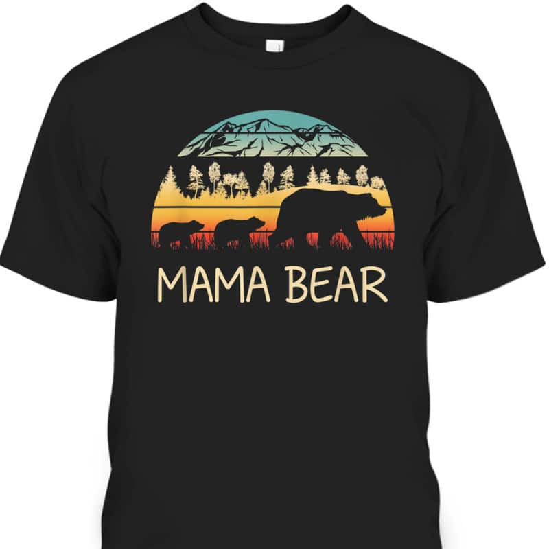 Retro Mother's Day T-Shirt Mama Bear Gift For Mom From Son