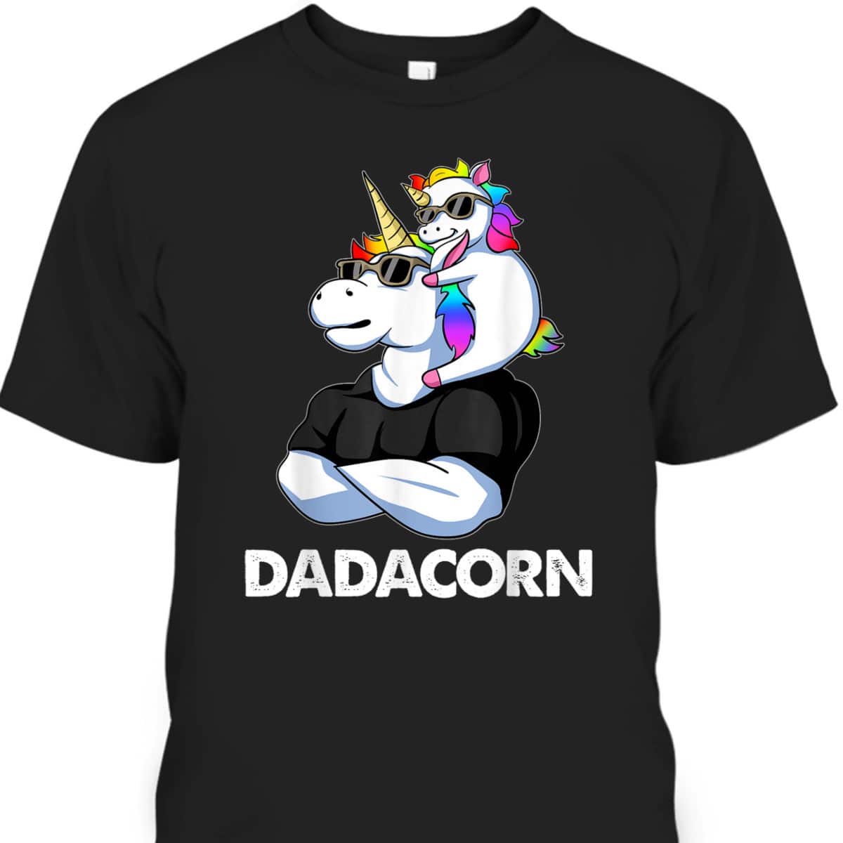Unicorn Dad And Baby Father's Day T-Shirt Dadacorn Gift For Dad From Daughter
