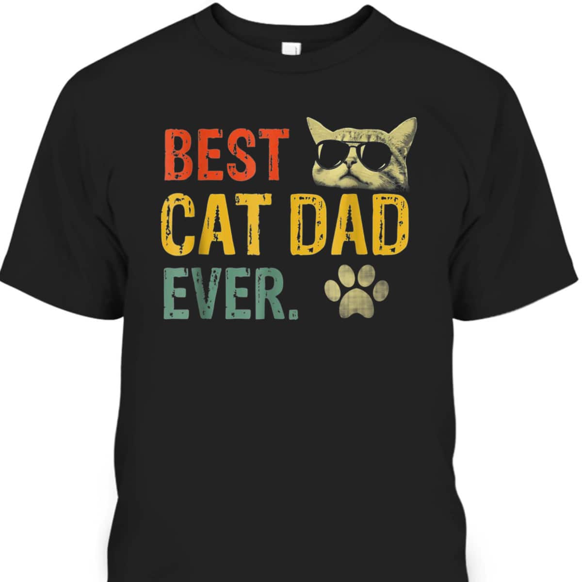 Vintage Father's Day T-Shirt Best Cat Dad Ever