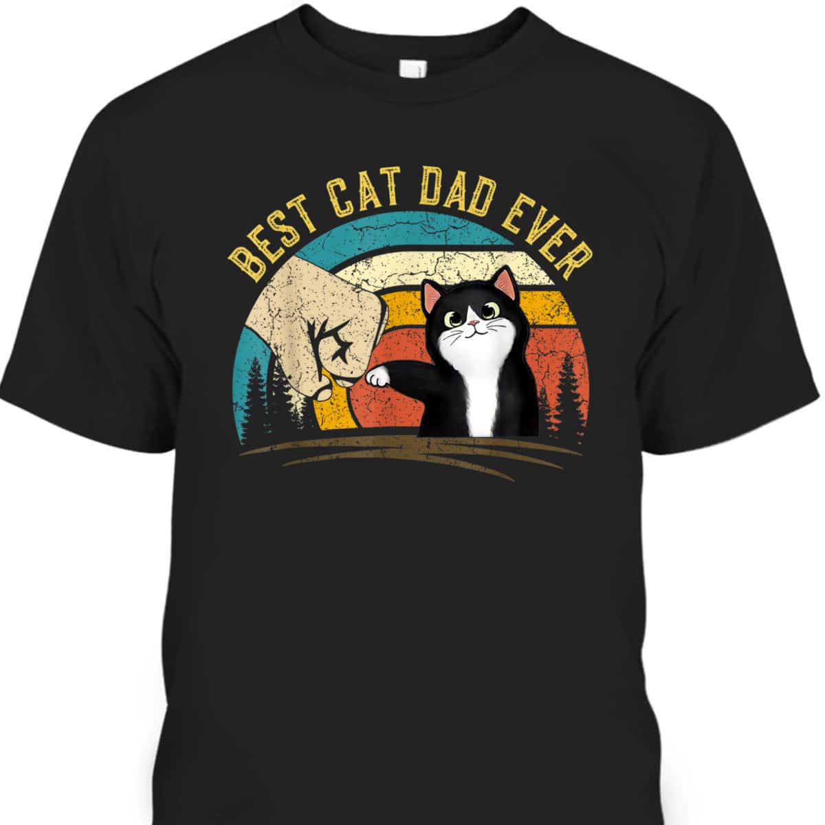 Vintage Father's Day T-Shirt Best Cat Dad Ever Gift For Cat Lovers