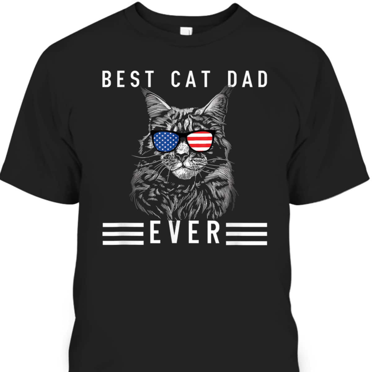 Father's Day T-Shirt Maine Coon Best Cat Dad Ever Cool Gift For Dad