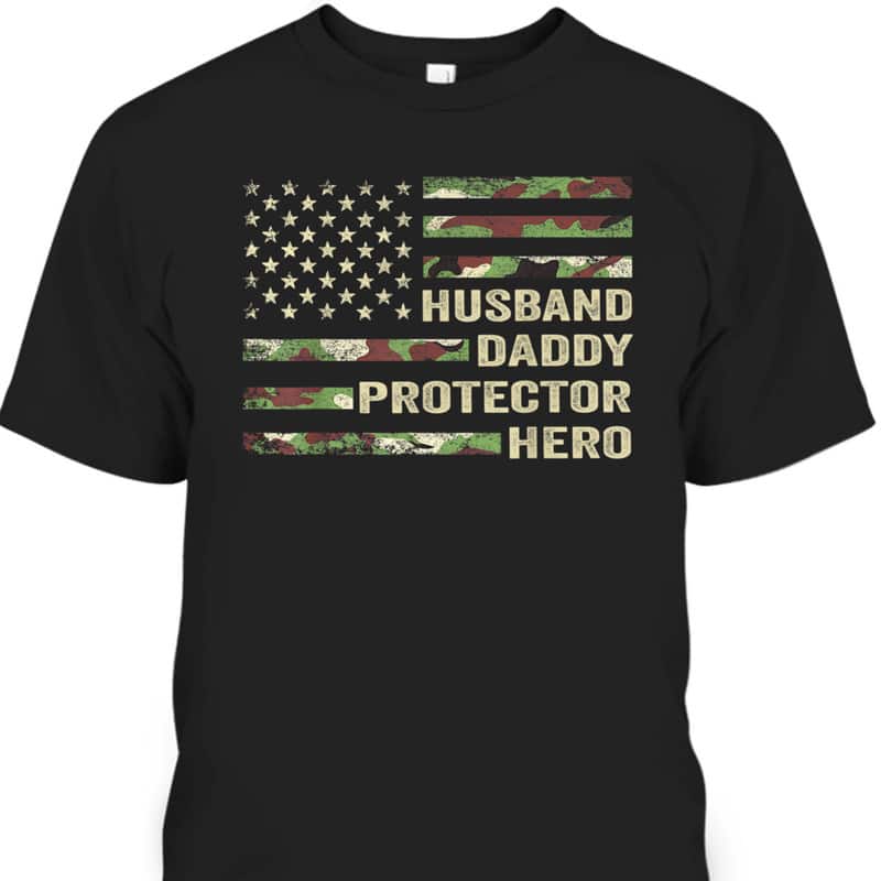 Husband Daddy Protector Hero Father's Day T-Shirt Gift For Cool Dad