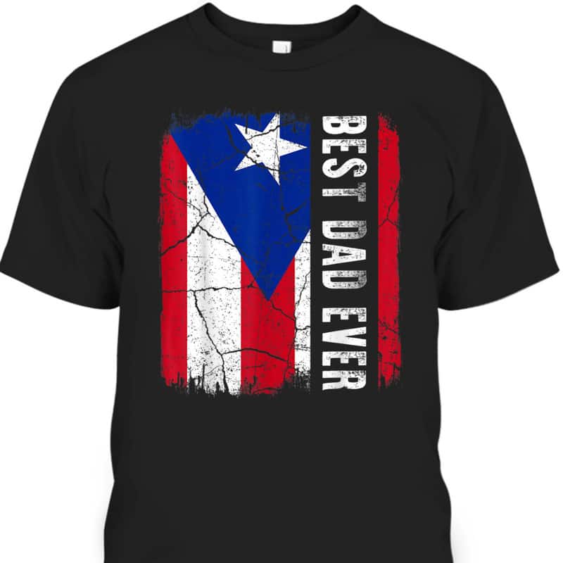 Best Dad Ever Father's Day T-Shirt Puerto Rico Flag Best Gift For Stepdad