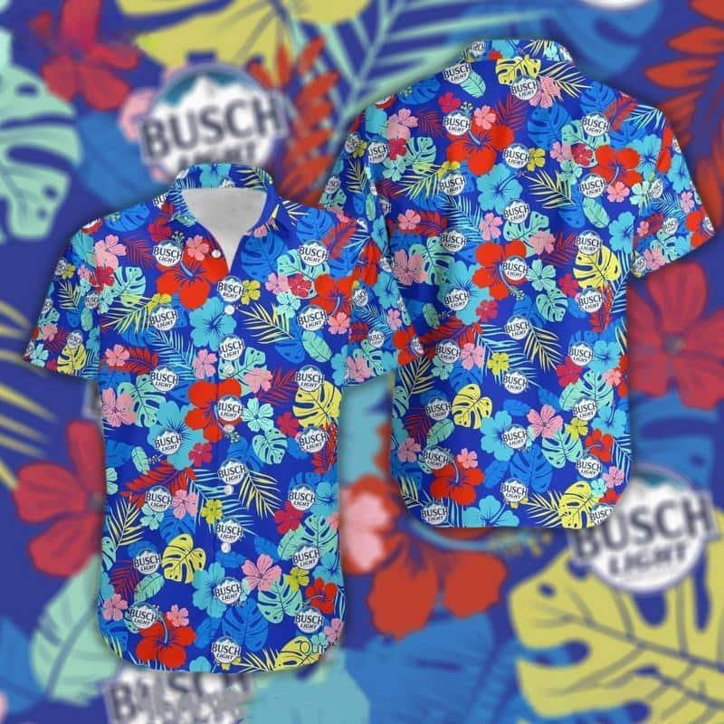 Busch Light Hawaiian Shirt Colorful Tropical Plants Pattern All Over Print