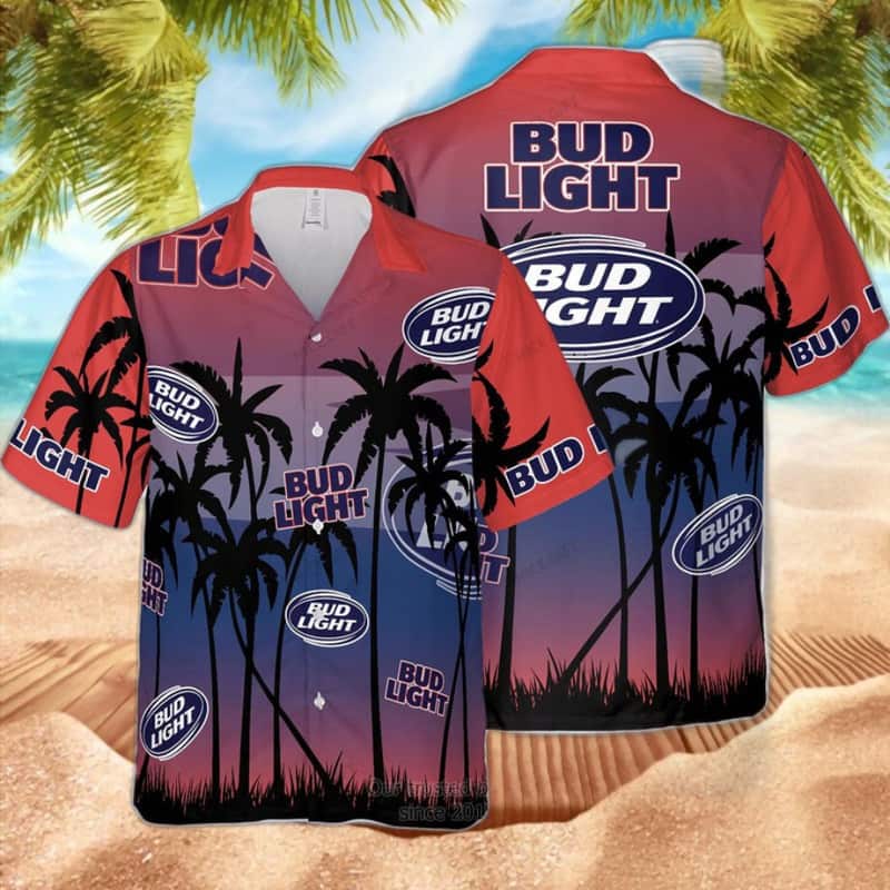 Bud Light Hawaiian Shirt Summer Vibes Palm Tree