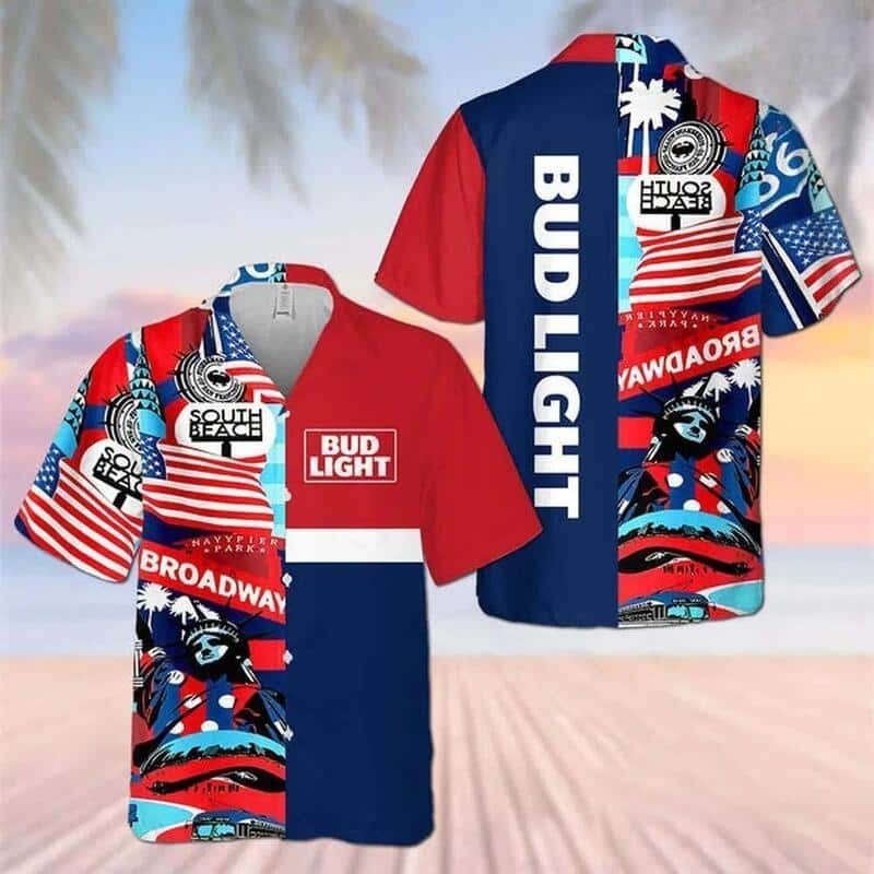 Bud Light Hawaiian Shirt July 4th Independence Day Broadway South Beach