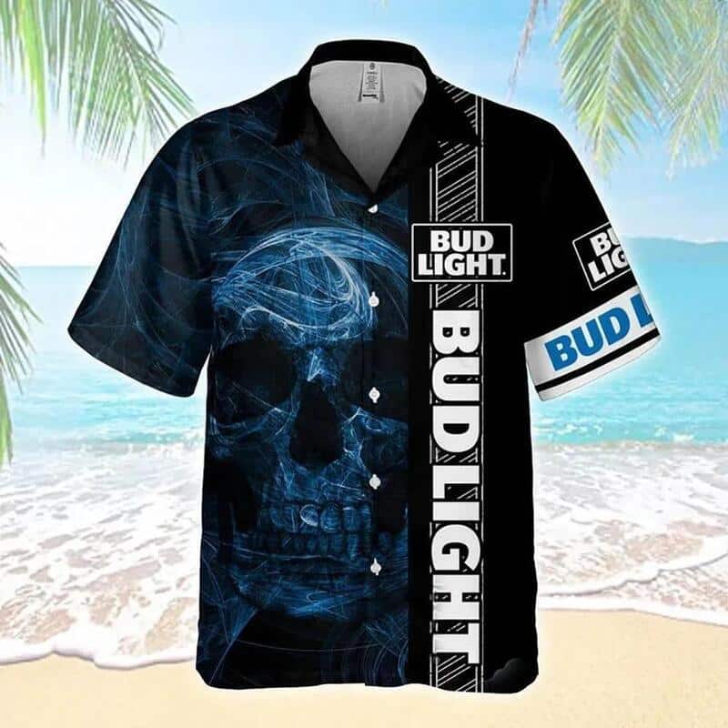 Bud Light Hawaiian Shirt Smoke Skull Beer Lovers Gift