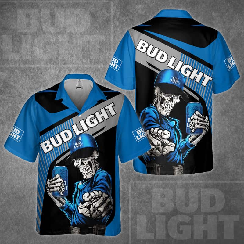 Skeleton With Bud Light Beer Hawaiian Shirt