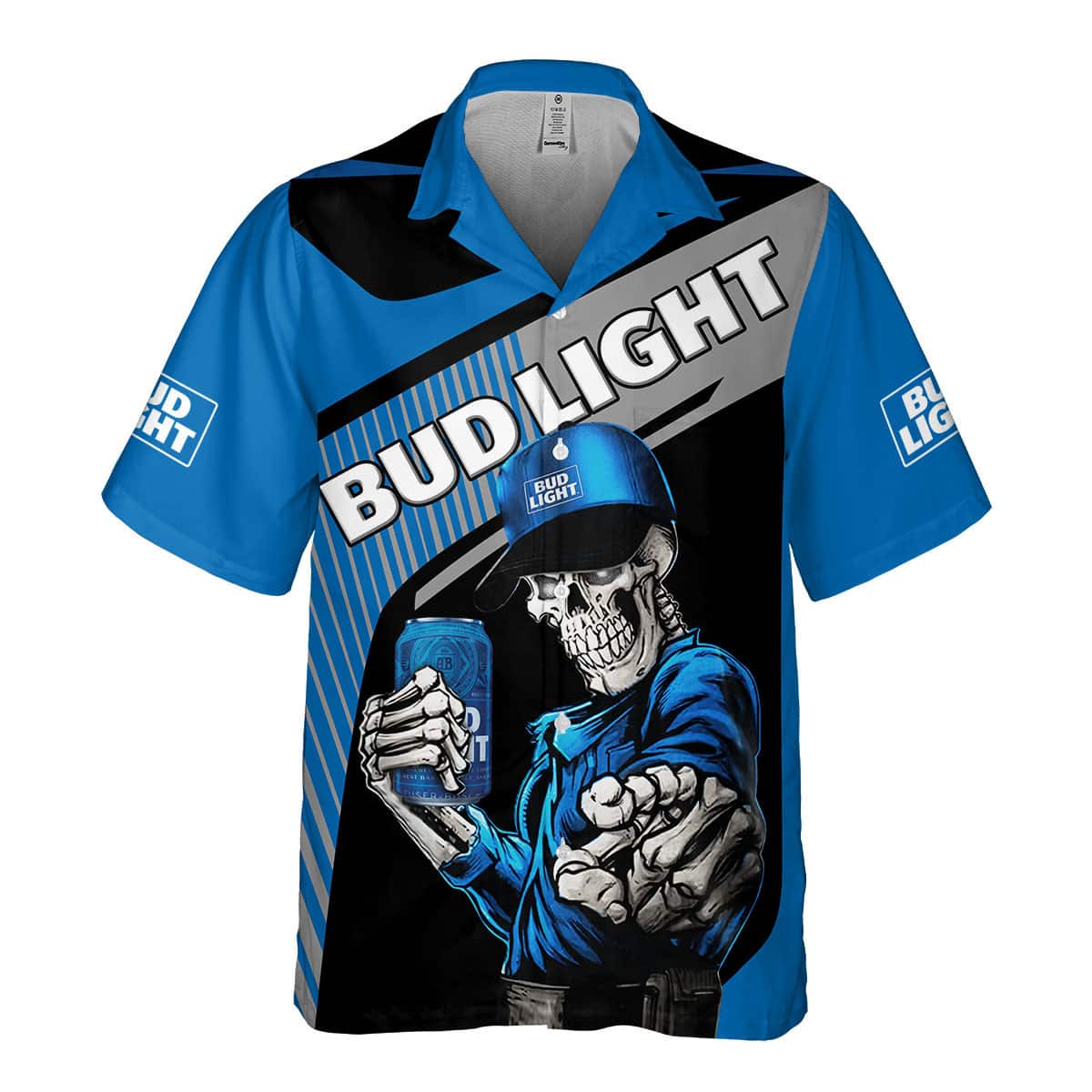 Skeleton With Bud Light Beer Funny Hawaiian Shirt - Bring Your Ideas,  Thoughts And Imaginations Into Reality Today