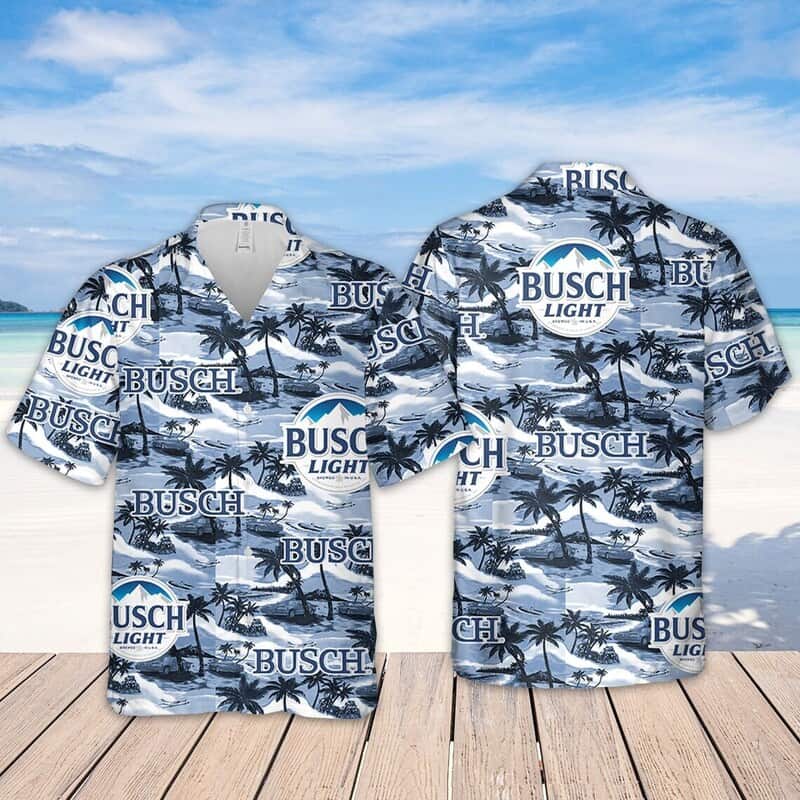 Busch Light Hawaiian Shirt Sea Island Pattern Gift For Beach Lovers